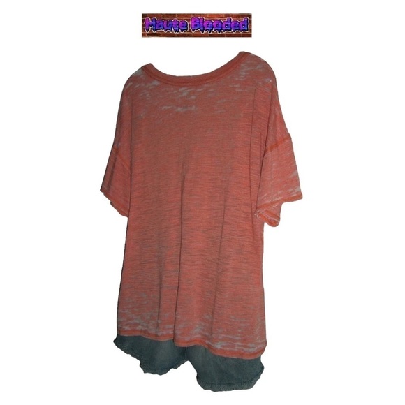 We The Free Orange Burn Out Distressed Tee Shirt Free People Urban Outfitters - Picture 5 of 10